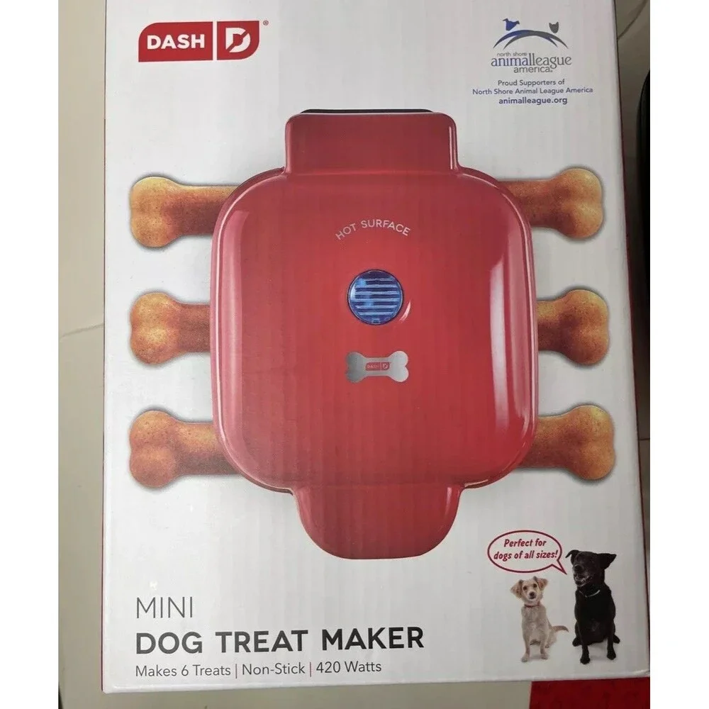 Dash Mini Dog Treat Maker - Red - Non-Stick Surface - Makes 6 Treats - EUC